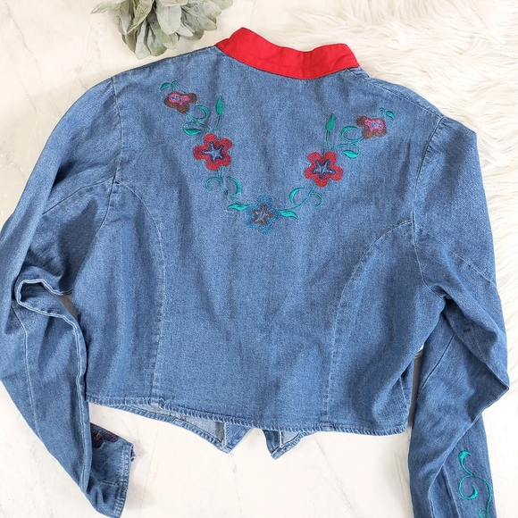 Vintage Wrangler Floral Embroidered Cropped Jacket - Picture 2 of 7